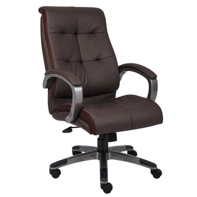 Brown Leather Office Chair w/ Button Design