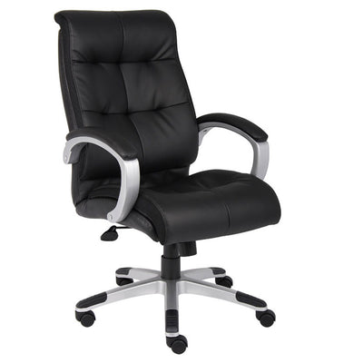 Black Leather Office Chair w/ Button Design