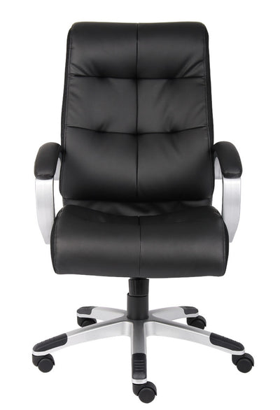 Black Leather Office Chair w/ Button Design