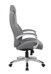 Gray Diamond-Patterned Faux Leather Office Chair