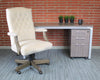 Elegant Cream & Driftwood Button-Tufted Office Chair