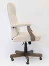 Elegant Cream & Driftwood Button-Tufted Office Chair