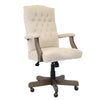 Elegant Cream & Driftwood Button-Tufted Office Chair