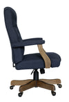 Elegant Blue Denim & Driftwood Button-Tufted Office Chair