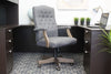 Elegant Slate Gray Linen & Driftwood Button-Tufted Office Chair