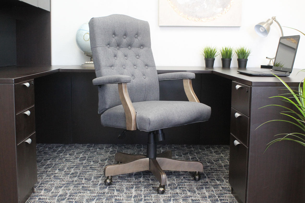 Grey tufted desk 2025 chair