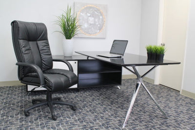 Black Italian Leather Executive Office Chair
