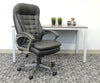 Black Faux Leather & Pewter Office Chair w/ Pillow Top Cushions