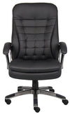 Black Faux Leather & Pewter Office Chair w/ Pillow Top Cushions