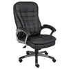 Black Faux Leather & Pewter Office Chair w/ Pillow Top Cushions