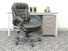 Black Faux Leather & Pewter Mid-Back Office Chair w/ Pillowtop Cushions