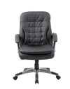 Black Faux Leather & Pewter Mid-Back Office Chair w/ Pillowtop Cushions