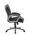 Black Faux Leather & Pewter Mid-Back Office Chair w/ Pillowtop Cushions
