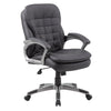 Black Faux Leather & Pewter Mid-Back Office Chair w/ Pillowtop Cushions