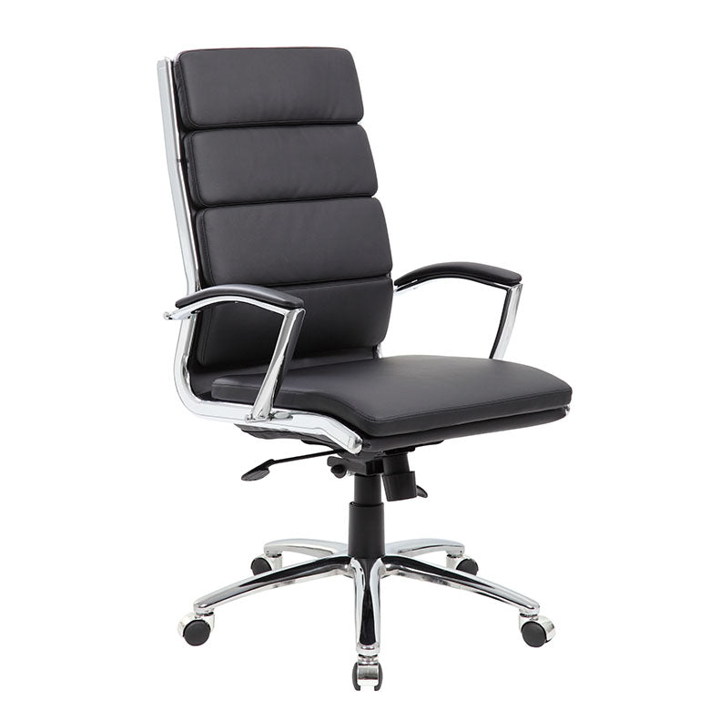 Black Faux Leather Office Chair w/ Padded Back & Seat
