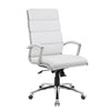 White Faux Leather Office Chair w/ Padded Back & Seat