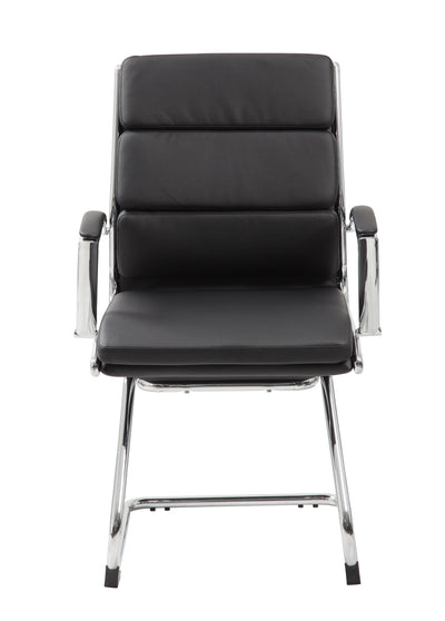 Black Faux Leather & Chrome S-Design Guest Chair