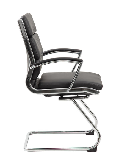 Black Faux Leather & Chrome S-Design Guest Chair