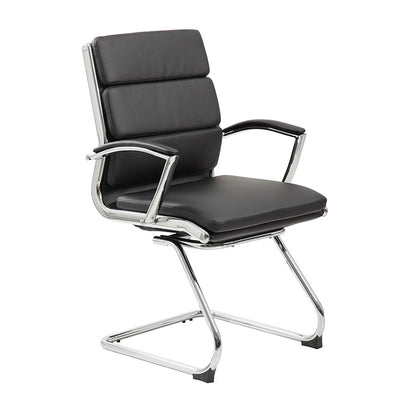 Black Faux Leather & Chrome S-Design Guest Chair