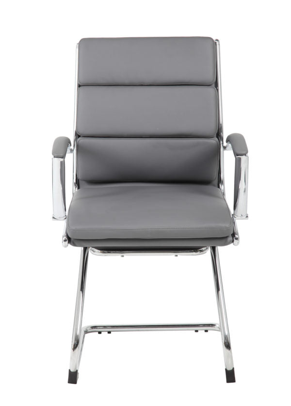 Gray Faux Leather & Chrome S-Design Guest Chair