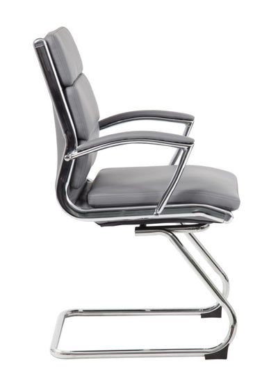 Gray Faux Leather & Chrome S-Design Guest Chair