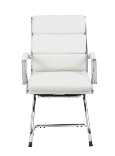 White Faux Leather & Chrome S-Design Guest Chair