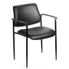 Classic Black Faux Leather Guest or Conference Chair w/ Tapered Legs (Set of 2)
