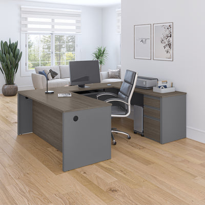 Bark Gray and Slate Premium U-shaped Desk