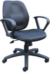 Comfortable Mid-Back Black Task Chair with Loop Armrests