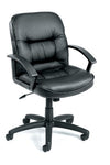 Executive Mid Back Leather Chair w Lumbar Support