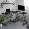 51" L-Shaped Wire Frame Black Desk