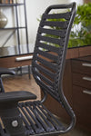 Classic Black Flat High Back Office Chair w/ Bungee Bands