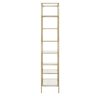 79" Brass & Clear Glass Modern Bookcase