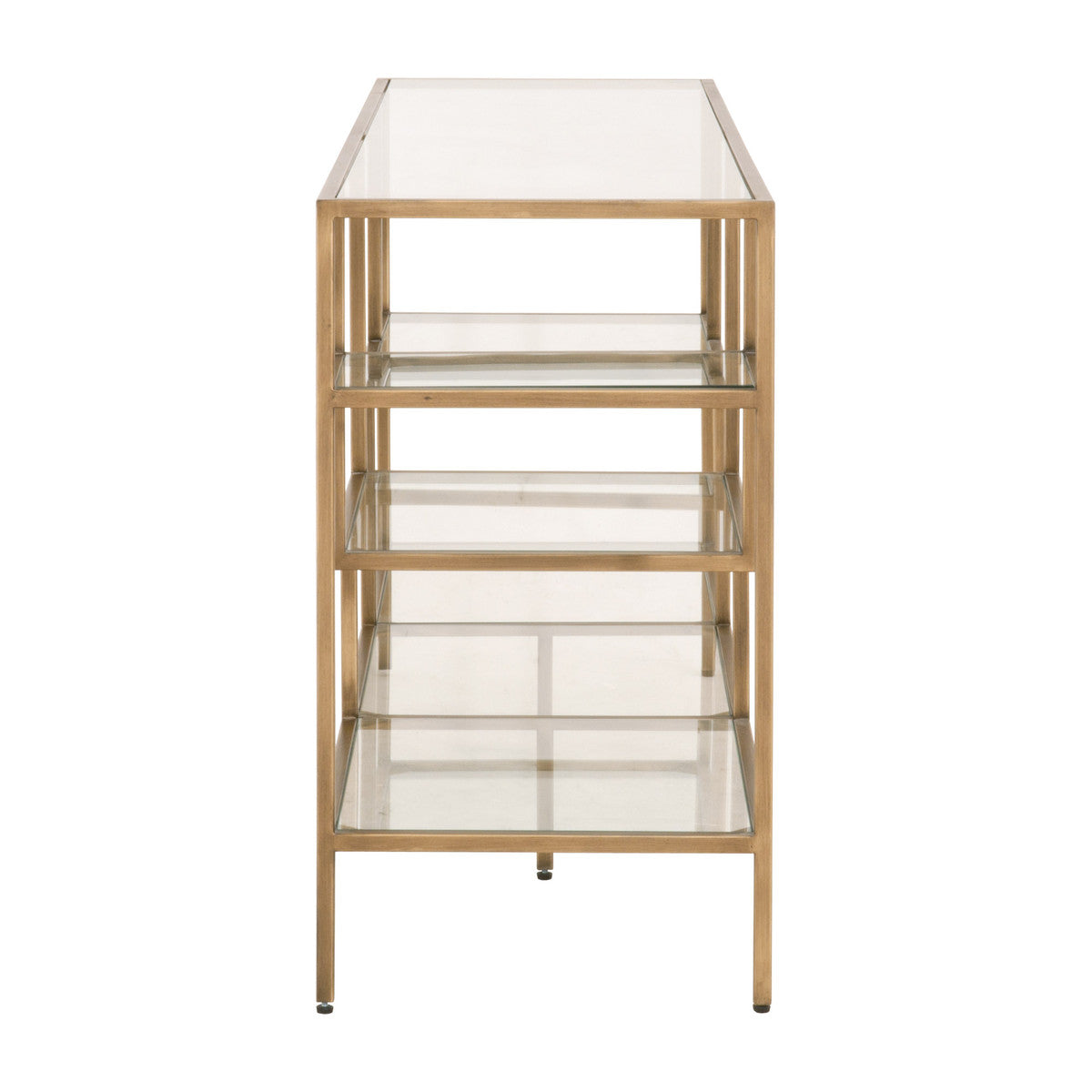 Brass & Clear Glass Low Bookcase / Console Table