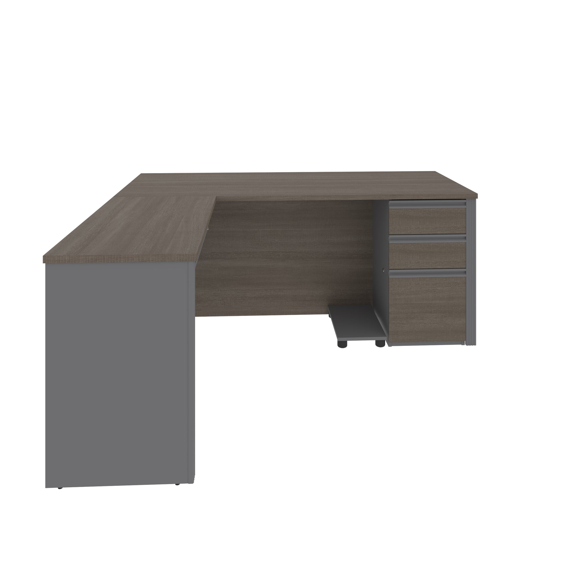 Bark Gray and Slate Premium Single-Pedestal L-shaped Desk