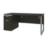 66" Deep Gray & White Executive Desk with Pedestal