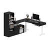 88" L-Shaped Adjustable Desk with Built-in Storage in Black/White