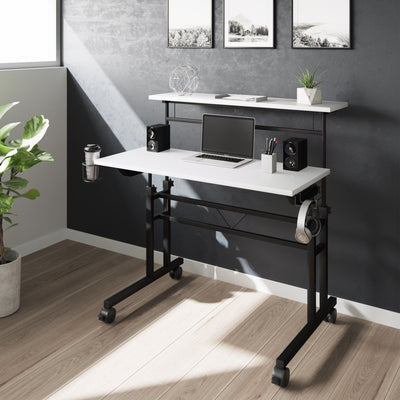 36" Adjustable Wire-Frame Desk in White