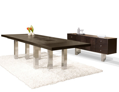 Sleek Modern Conference Table in Wenge & Chrome (Extends from 87" to 127")