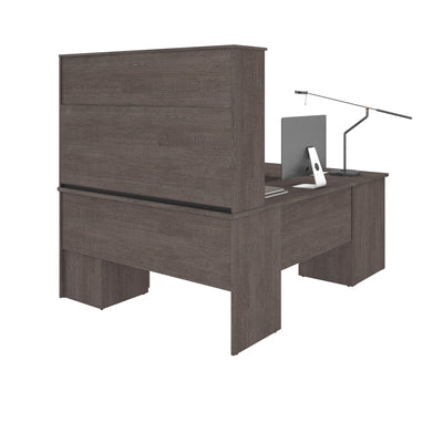 60" U-Shaped or L-Shaped Desk with Extra Storage in Bark Gray