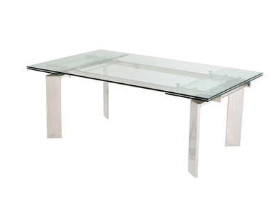 78" - 106" Modern Glass Conference Table with Angled Chrome Legs