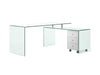 Ultra Chic Glass L-shaped Desk with Included White Cabinet