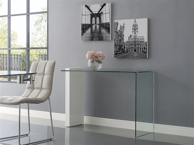 47" Glass Console Desk with White Leg by Casabianca - OfficeDesk.com