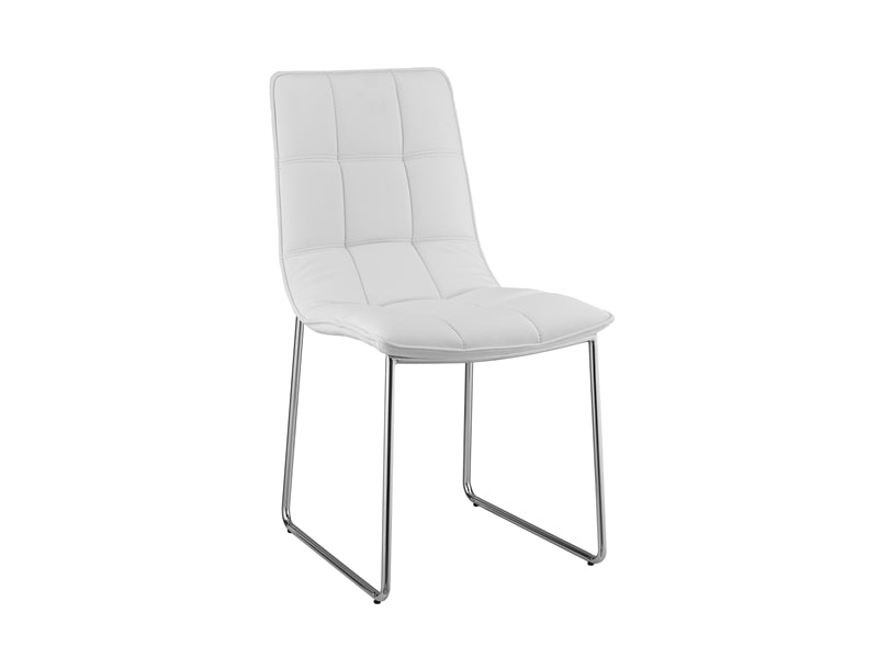 Checked Leatherette White Guest or Conference Chair (Set of 2)