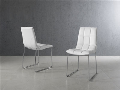 Checked Leatherette White Guest or Conference Chair (Set of 2)