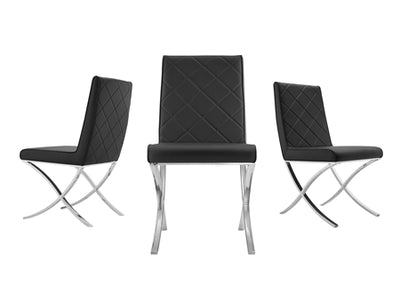 Criss-Cross Black Eco-Leather Guest or Conference Chair (Set of 2)