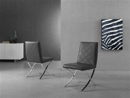 Criss-Cross Dark Gray Eco-Leather Guest or Conference Chair (Set of 2)