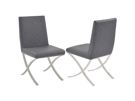 Criss-Cross Dark Gray Eco-Leather Guest or Conference Chair (Set of 2)