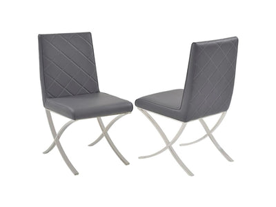 Criss-Cross Dark Gray Eco-Leather Guest or Conference Chair (Set of 2)