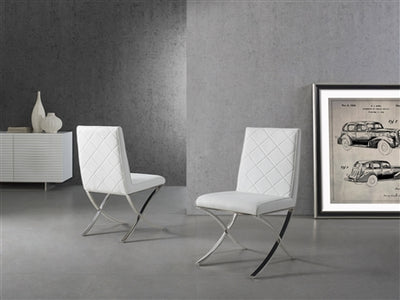 Criss-Cross White Eco-Leather Guest or Conference Chair (Set of 2)
